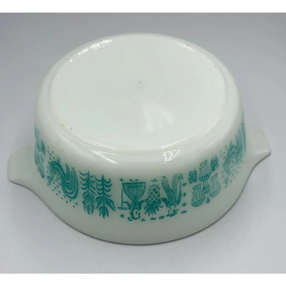 PYREX #472 Blue Amish Butterprint Turquoise Cinderella Casserole Dish READ
